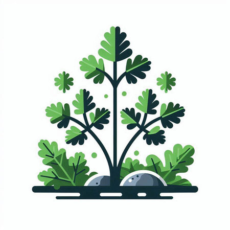 Green plant on a white background. Vector illustration in flat style.のイラスト素材