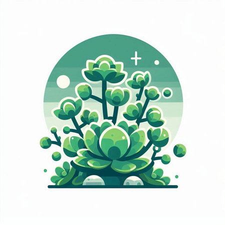 Green succulent plant in a pot. Hand drawn vector illustration.のイラスト素材