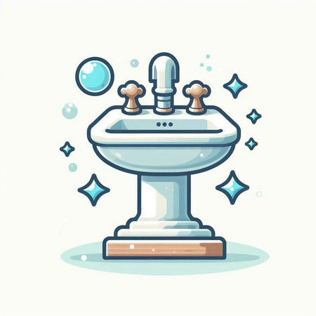 Faucet icon. Vector illustration of a washbasin.のイラスト素材