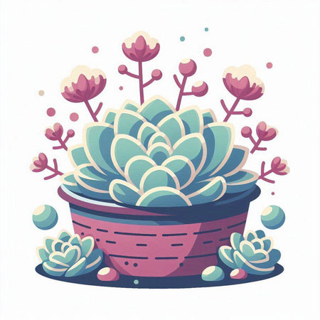 Succulent plant in a pot. Vector illustration on white background.のイラスト素材