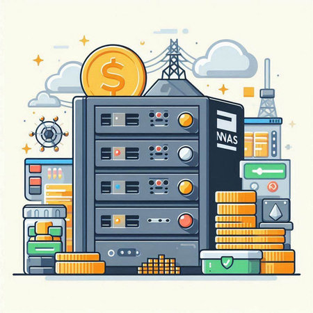 Web Hosting concept. Server, Hosting, Server, Data Center. Vector illustrationのイラスト素材