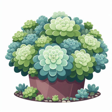 Succulent plant in pot isolated on white background. Vector illustration.のイラスト素材