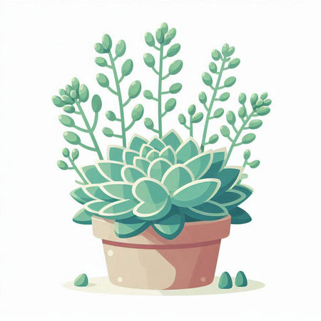 Succulent plant in a pot isolated on white background. Vector illustration.のイラスト素材