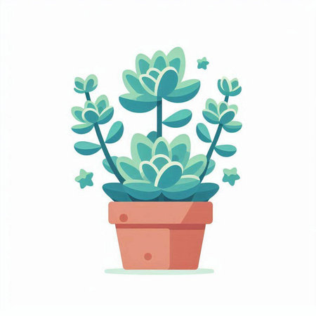 Flower pot with succulents. Vector illustration in flat styleのイラスト素材