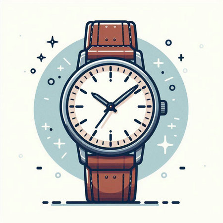 Vector hand drawn illustration of wristwatch. Doodle style. Isolated on white background.のイラスト素材