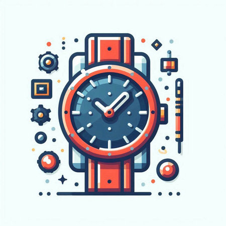 Wristwatch flat line icon. Vector illustration of wristwatch.のイラスト素材
