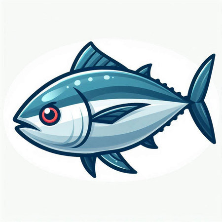 Illustration of a tuna fish on a white background. Vector illustration.のイラスト素材