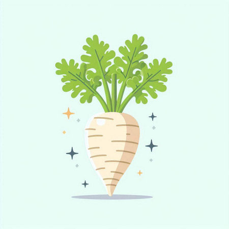 Illustration of a radish. Vector illustration in flat cartoon style.のイラスト素材