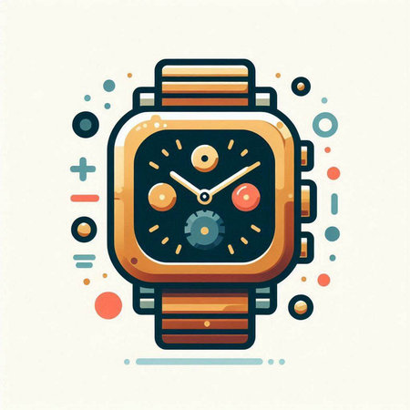 Vector illustration of watch icon in flat style. Wristwatch icon.のイラスト素材