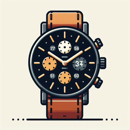 Vector illustration of a wristwatch in retro style on a light backgroundのイラスト素材