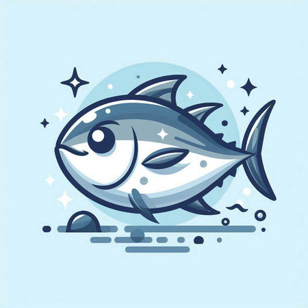 Illustration of a tuna fish in the ocean. Vector illustration.のイラスト素材