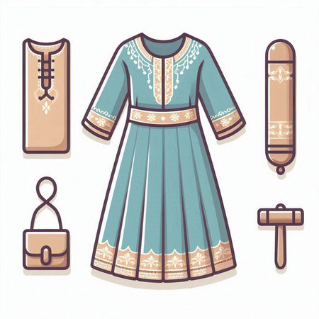 Ukrainian folk dress with embroidery, vector illustration.のイラスト素材