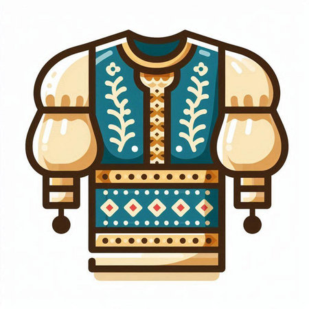 Vector illustration of a hand-drawn ethnic costume in cartoon style.のイラスト素材