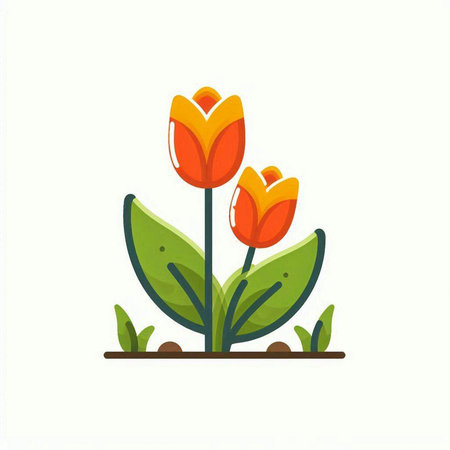 Tulip flower icon. Flat illustration of tulip flower vector icon for web designのイラスト素材