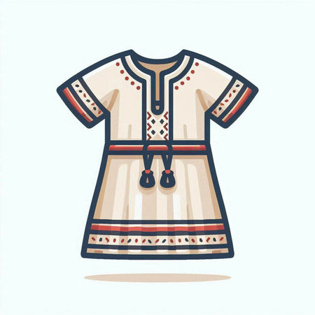 Ukrainian folk costume. Isolated vector illustration on white background.のイラスト素材