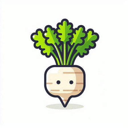 Radish vegetable cartoon icon. Vegetable vector illustration isolated on white background.のイラスト素材