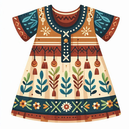 Ukrainian folk embroidery ethnic dress. Vector illustration.のイラスト素材
