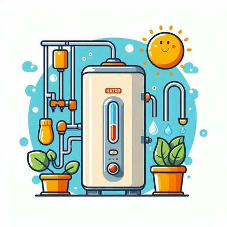 Vector illustration of water boiler in flat cartoon style. Vector illustration for your design.のイラスト素材
