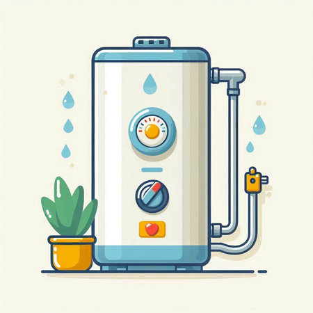 Illustration of a water boiler in cartoon style. Flat design.のイラスト素材