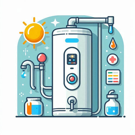 Modern boiler for heating water in the house. Flat vector illustration.のイラスト素材