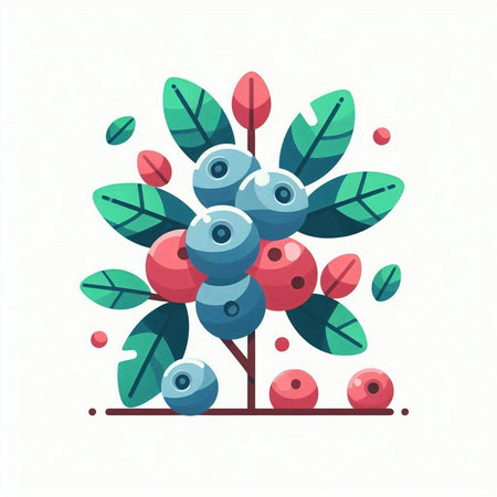 Vector illustration of a bunch of blueberries on a white background.のイラスト素材