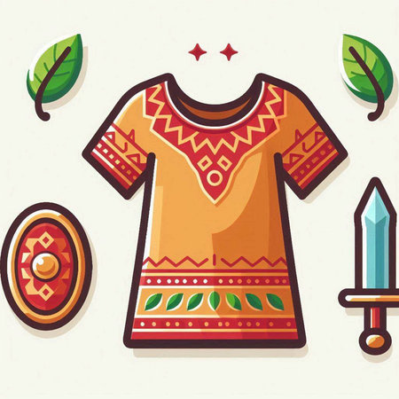 Ethnic clothes and accessories, embroidery, vector illustration.のイラスト素材