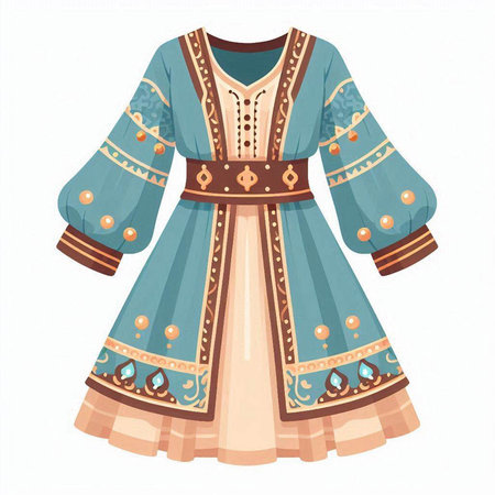 Ukrainian folk costume. Vector illustration on a white background.のイラスト素材