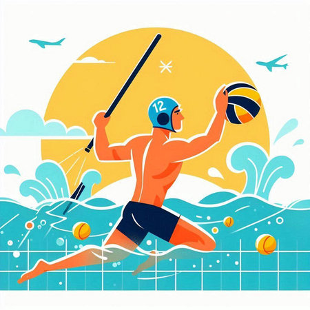 Water polo player. Water polo player. Vector illustration.のイラスト素材