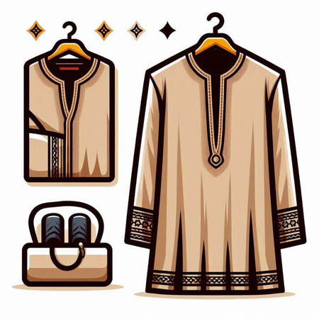 Set of clothes and accessories. Vector illustration isolated on white background.のイラスト素材