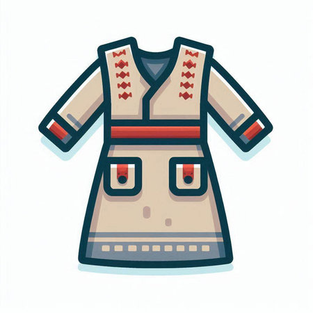 Ukrainian folk costume. Traditional national clothes. Vector illustration.のイラスト素材