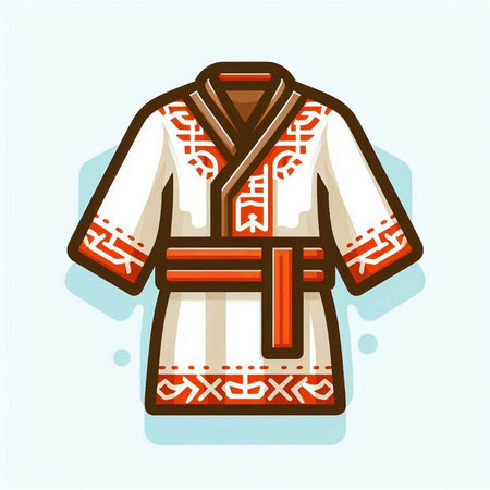 Vector illustration of a traditional Japanese bathrobe with embroidery.のイラスト素材