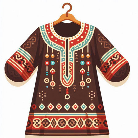 Ukrainian folk costume on a hanger isolated on white backgroundのイラスト素材