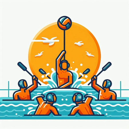 Group of people rowing a kayak in the water. Vector illustration.のイラスト素材