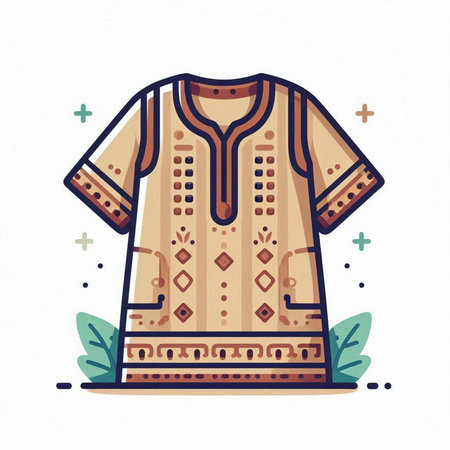 Bohemian ethnic costume. Vector illustration in flat cartoon style.のイラスト素材
