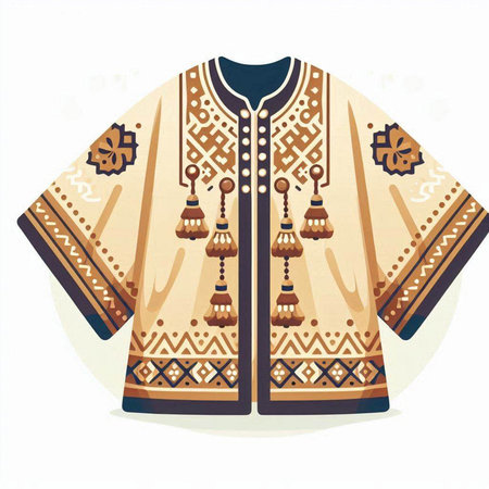 Vector illustration of a man's jacket with ethnic ornaments.のイラスト素材