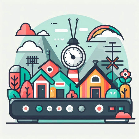 Vector illustration in flat linear design style on the theme of urban lifeのイラスト素材