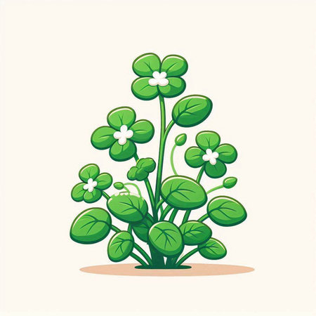 Illustration of a green clover isolated on a white background.のイラスト素材