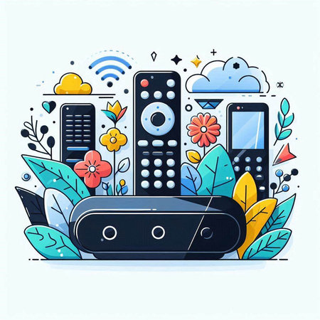 Vector illustration of modern flat line art style concept of remote control.のイラスト素材