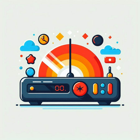 Colorful flat design vector illustration of retro radio. Radio icon.のイラスト素材