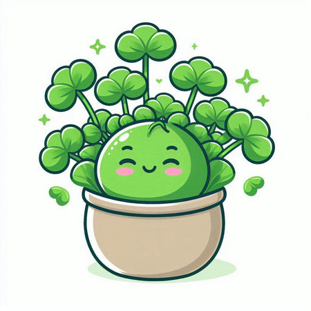 Cute green cactus in pot isolated on white background. Vector illustration.のイラスト素材