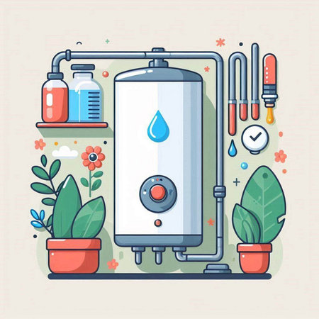 Flat design style modern vector illustration concept of home purification system.のイラスト素材
