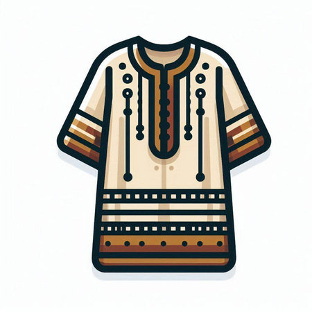 Ukrainian folk costume, isolated on white background. Vector illustration.のイラスト素材