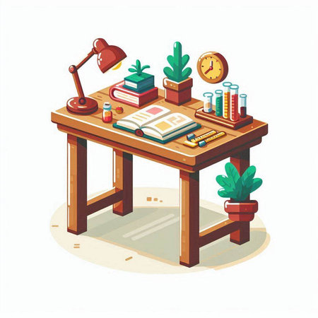 Isometric school desk. Education concept. Vector illustration in flat styleのイラスト素材