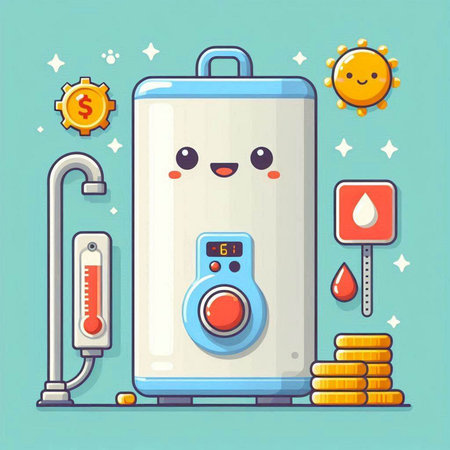 Funny water cooler with different elements. Vector illustration in cartoon styleのイラスト素材