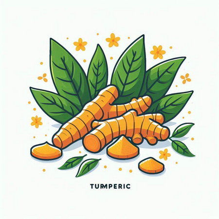 Turmeric vector illustration. Hand drawn vector illustration of turmeric.のイラスト素材