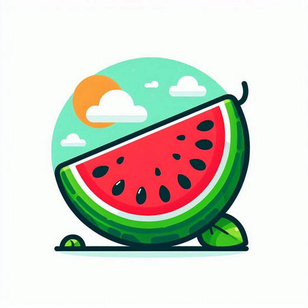 Watermelon in cartoon style on a white background. Vector illustration.のイラスト素材