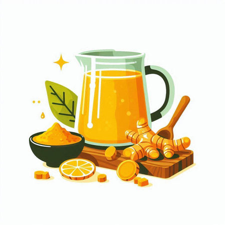 Ginger tea. Detox drink. Vector illustration in cartoon styleのイラスト素材
