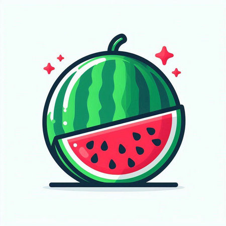 Watermelon vector illustration. Watermelon icon in flat style isolated on white background.のイラスト素材