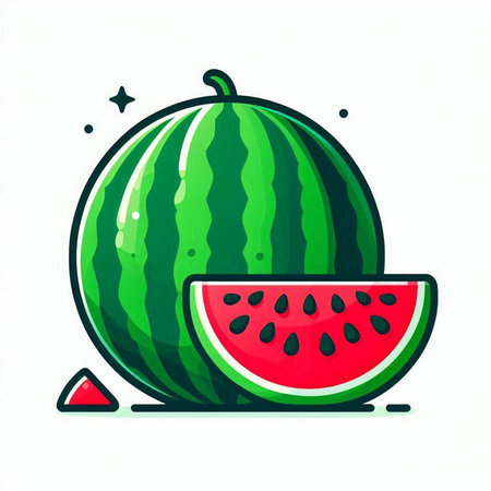 Watermelon vector icon. Hand drawn illustration of watermelon vector icon for web designのイラスト素材