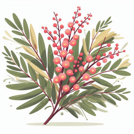 Flowering branch of eucalyptus. Vector illustration.のイラスト素材
